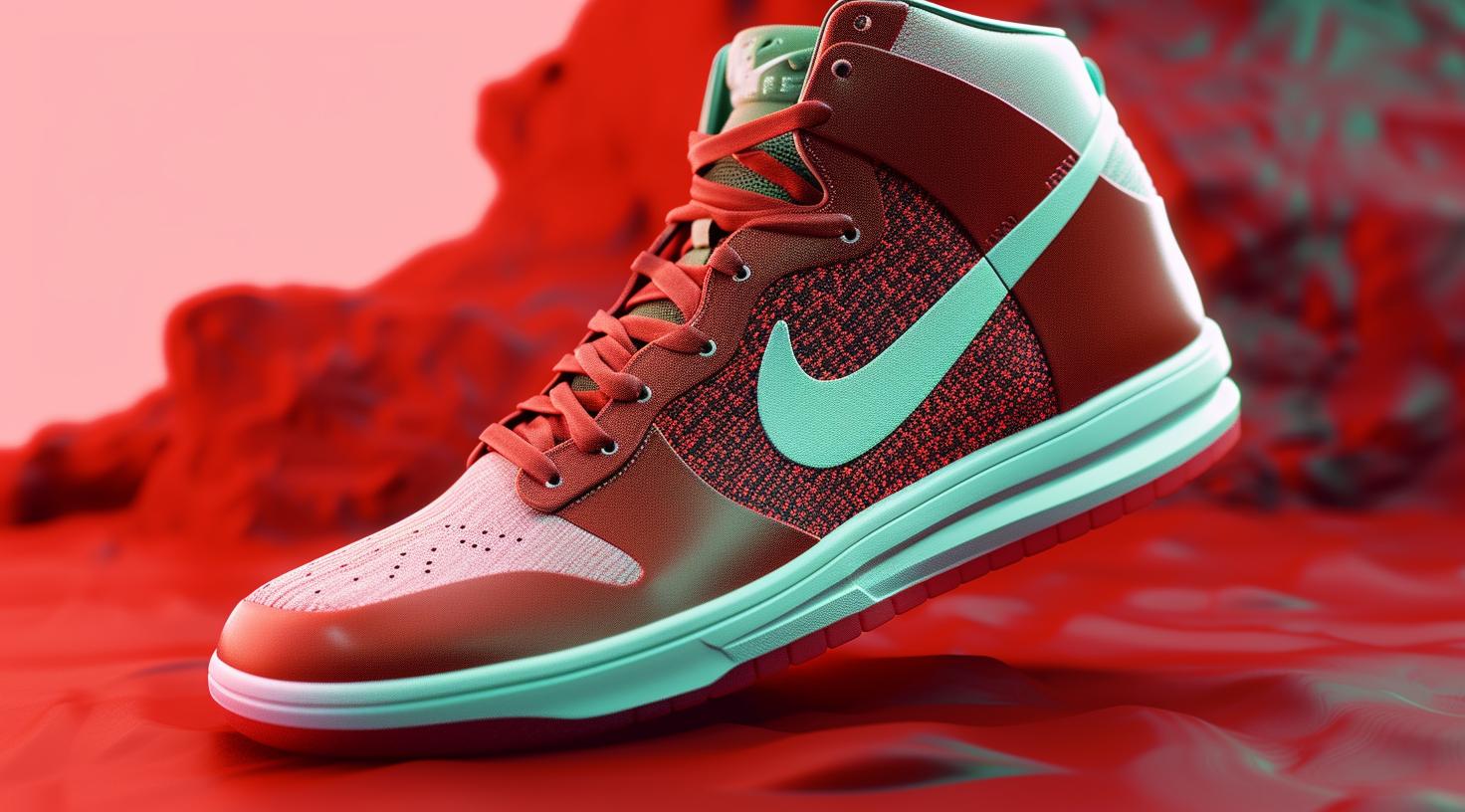 unpaired red Nike sneaker